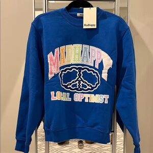 Madhappy Local Optimist Blue Peace Pullover Crewneck Sweatshirt Womens XS
